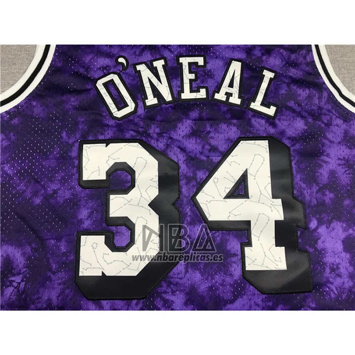 Camiseta Los Angeles Laker Shaquille O'neal NO 34 Galaxy Violeta
